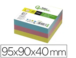 Liderpapel Taco de Papel Sin Encolar, Colores, 400 Hojas, 95x90x40 mm, 80 g/m² para Notas y Anotaciones