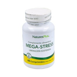NATURES PLUS Mega-Stress 60 Comp. Fórmula para el Estrés con Vitaminas B, C, Minerales y Plantas para el Descanso