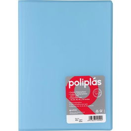 Grafoplás Carpeta con Fundas Poliplás Soldadas Folio 30 Fundas PP Semirrígido Translúcido Azul Soft