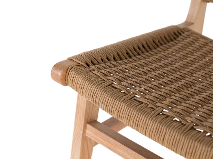 GINER Y COLOMER - Lote de 2 Sillas Madera de Caucho Acabado Natural Fibra Trenzada