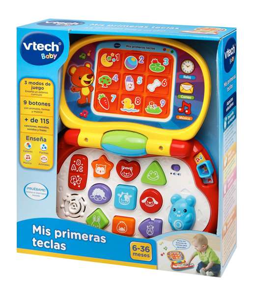 Vtech Ordenador Mis Primeras Teclas Juguete Interactivo con 3 Modos de Juego (Animales, Formas, Música) y Sonidos para Bebés 6-36 Meses