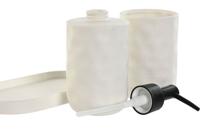 DKD Home Decor Set de 3 Baño Botes Blanco 9.5 x 18 x 17.5 cm