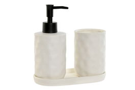 DKD Home Decor Set de 3 Baño Botes Blanco 9.5 x 18 x 17.5 cm