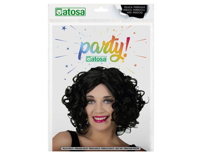 Atosa Peluca Rizada Corta Morena Estilo Vintage Años 20