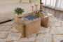 Nordure Mesa de Centro Vetrino Honey Oak Cristal Templado Tablero Melamina Roble Miel 105x65x40 cm