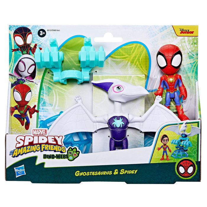 Hasbro G0123 Set de Figuras de Acción Spidey y Ghostasaurus Marvel Dino-Webs con Máscara Reversible 10cm y 12.5cm