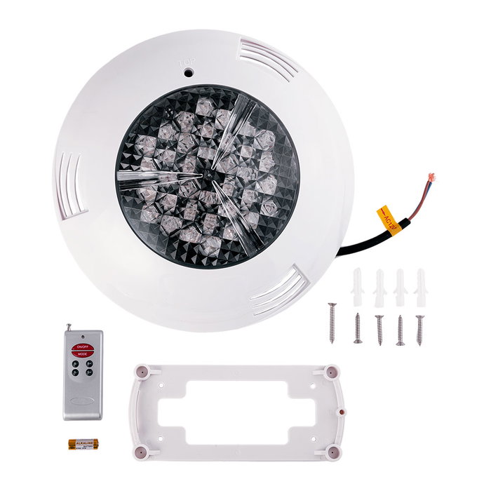 Foco de Piscina LED 36W RGB con Mando a Distancia Ø295mm Montaje Superficie WR-295-2AS-36W-RGB