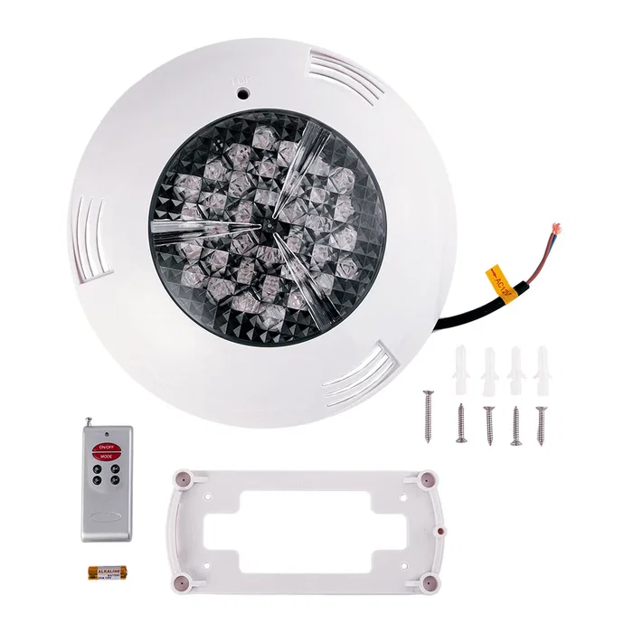 Foco Piscina LED 36W RGB Mando Distancia Ø295mm Montaje Superficie WR-295-2AS-36W-RGB