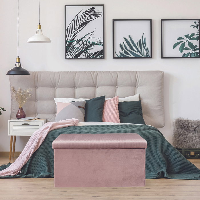 Home Deco Factory Banco Puf Plegable Rosa Terciopelo Giulia Lounge 76x38 cm