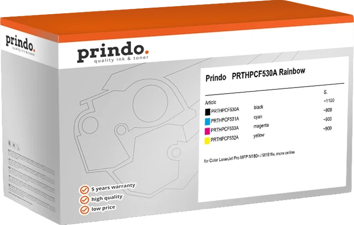 Prindo PRTHPCF530A Rainbow Classic Pack de Valor Negro/Cian/Magenta/Amarillo Prindo PRTHPCF530A Rainbow Classic Pack de Valor Negro/Cian/Magenta/Amarillo