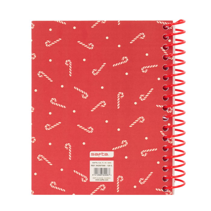 Safta Cuaderno Espiral A6 Merry Xmas 120 Hojas Cuadriculado 5 mm