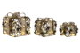 DKD Home Decor Set de 3 Piezas de Ratán con LED Verde y Beige