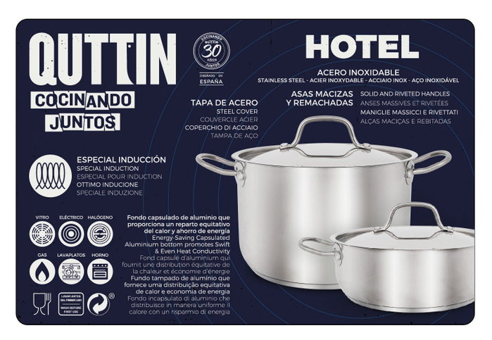 Quttin Cacerola con Tapa de 30cm, 7.5L