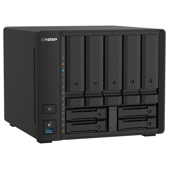 QNAP TS-932PX-4G 9-Bay NAS AL324 4GB DDR4 5x8,89cm 3,5Zoll 4x6,35cm 2,5Zoll drive slots 2x10GbE SFP+ LAN 2x2.5GbE LAN