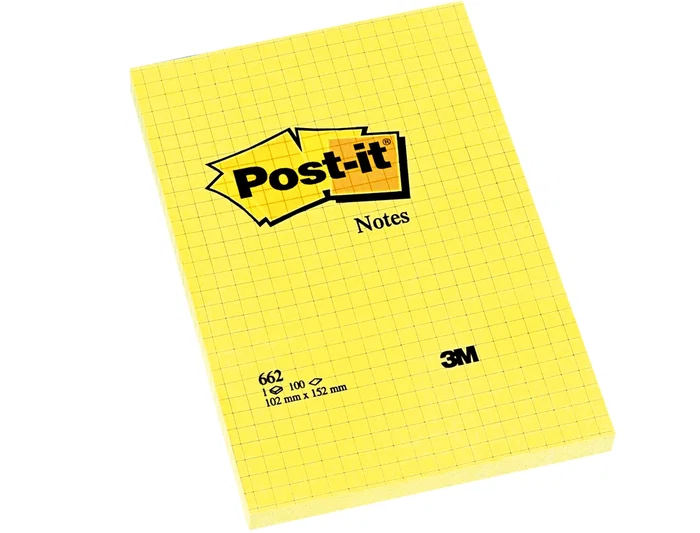 Post-it Bloc de notas adhesivas cuadriculado amarillo 102x152 mm 662
