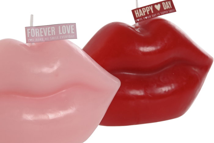 DKD Home Decor Set de 2 Velas de Cera con Diseño de Labios