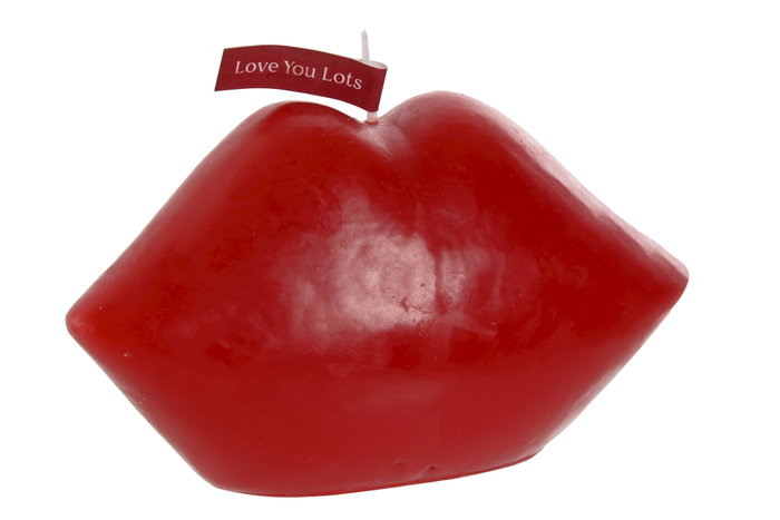 DKD Home Decor Set de 2 Velas de Cera con Diseño de Labios