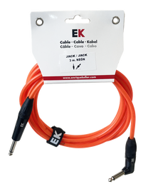 Cable Ek Audio Jack-Jack Acodado Neón Naranja Fluorescente 3M