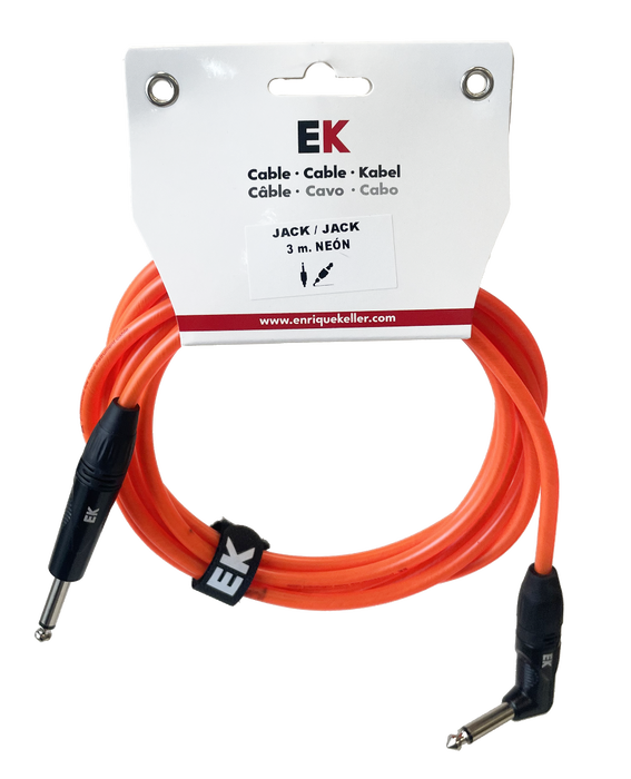 Cable Ek Audio Jack-Jack Acodado Neón Naranja Fluorescente 3M Cable Ek Audio Jack-Jack Acodado Neón Naranja Fluorescente 3M