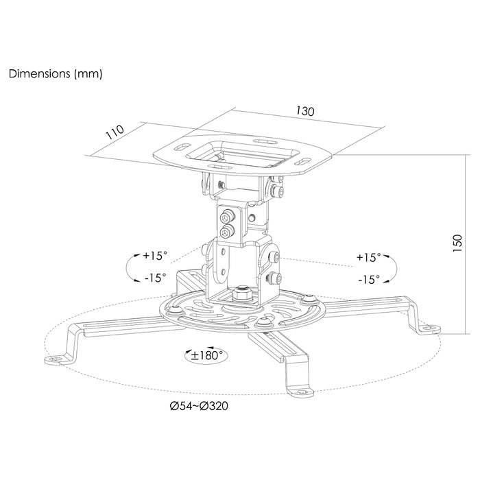 EQUIP Soporte de Techo Ajustable para Proyector 650705