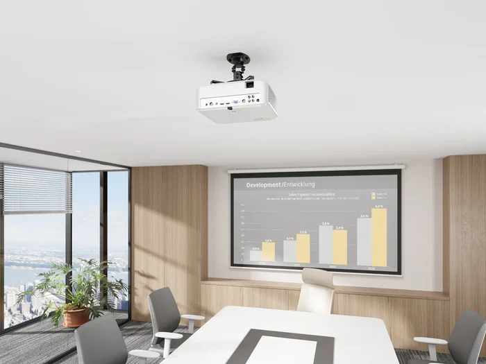 Equip 650705 Soporte de Montaje en Techo para Proyector - Hasta 13.5 kg, Negro, Inclinación -15° a +15°, Rotación 360°, Acero Inoxidable, Gestión de Cables