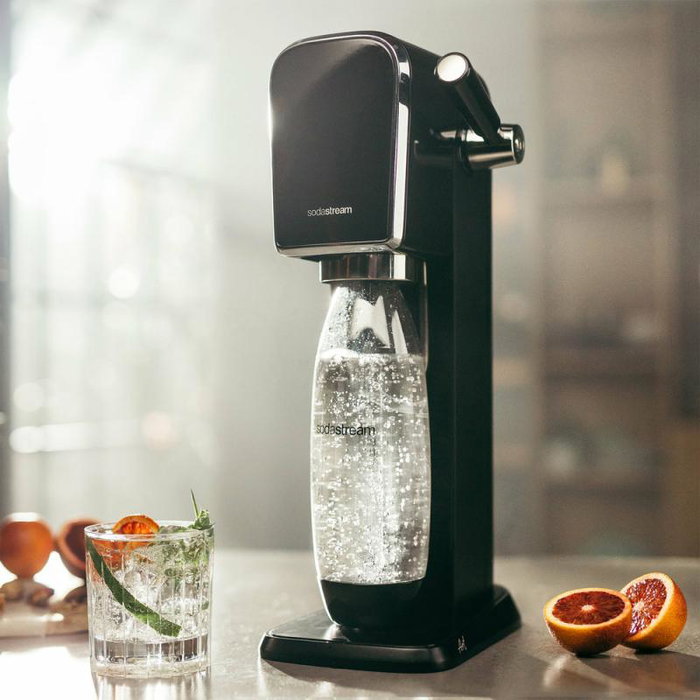 SodaStream Gasificador de Agua Terra Negro con CO2 y Botella PET 1L (1012811411)