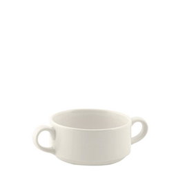 Summa Taza Consomé Valet con 2 Asas 30 cl, Vitro Porcelana, Color Marfil, 6x10.5 cm (Set de 6)
