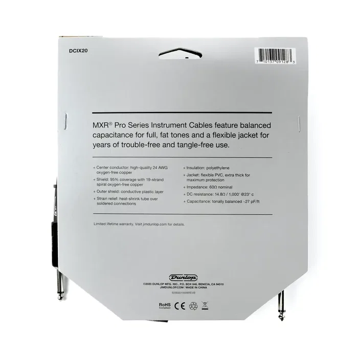 MXR Cable de instrumento Pro Series de 6,096 m, recto / recto