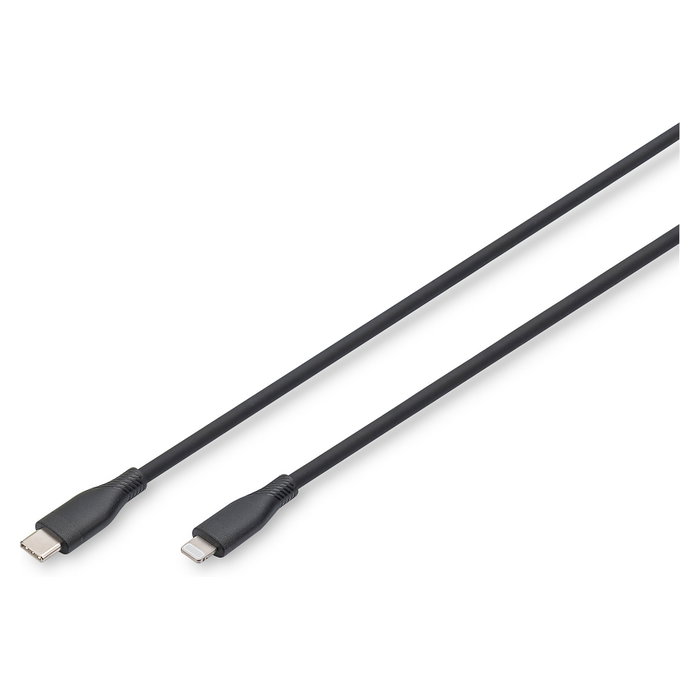 DIGITUS Cable USB-C a Lightning de 2m, Negro, Certificación MFi