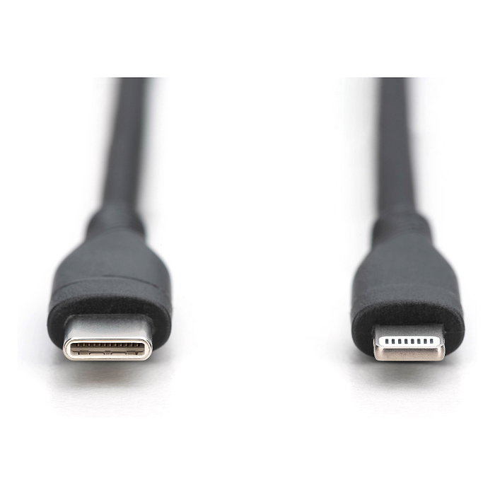 DIGITUS Cable USB-C a Lightning de 2m, Negro, Certificación MFi