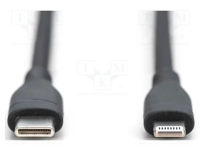 DIGITUS Cable USB-C a Lightning de 2m, Negro, Certificación MFi