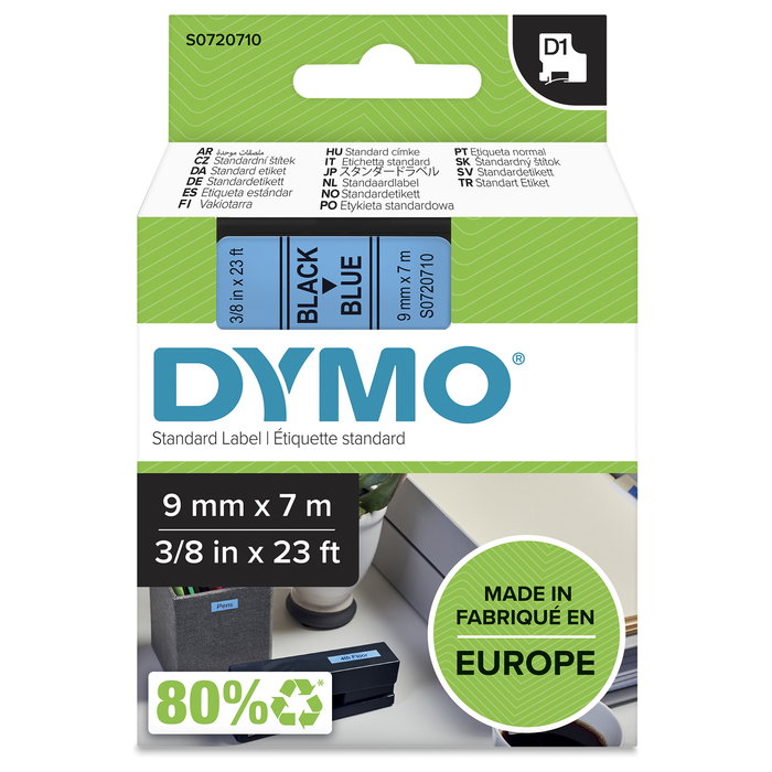 Dymo Cinta D1 Negro sobre Azul 9mm x 7m Dymo Cinta D1 Negro sobre Azul 9mm x 7m
