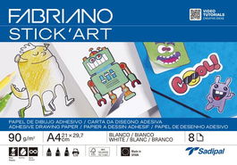Laminas Dibujo Fabriano Adhesivas Stick Art A4 90G Blanco Paquete De 8