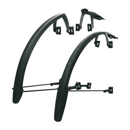 SKS Juego de guardabarros protector rueda delantera trasera 28 pulgadas PVC negro 950mm