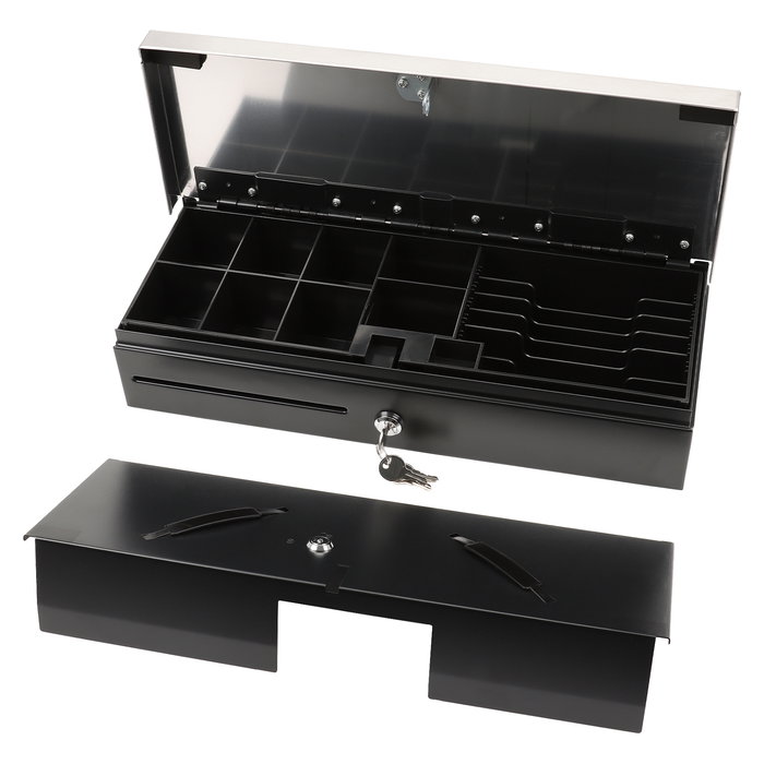 Olympia HS-170S Cajón de Caja Registradora Electrónico, con 6 Compartimentos para Billetes y 8 para Monedas, Negro/Acero Inoxidable, Compatible con Modelos 940, K200, T400 y Más