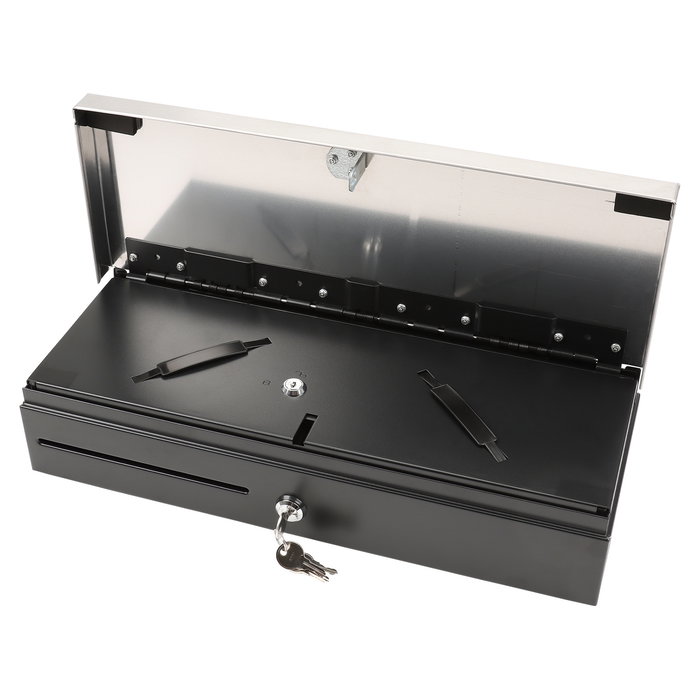 Olympia HS-170S Cajón de Caja Registradora Electrónico, con 6 Compartimentos para Billetes y 8 para Monedas, Negro/Acero Inoxidable, Compatible con Modelos 940, K200, T400 y Más