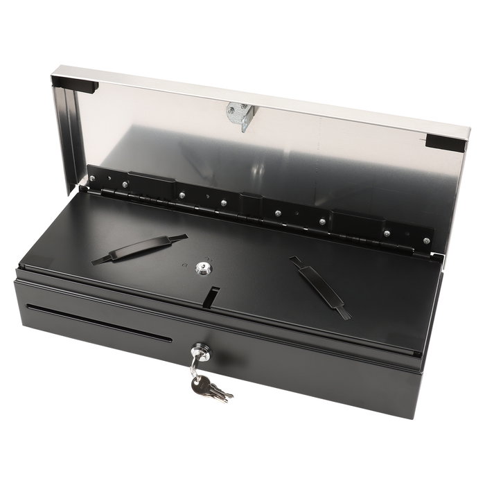 Olympia HS-170S Cajón de Caja Registradora Electrónico, con 6 Compartimentos para Billetes y 8 para Monedas, Negro/Acero Inoxidable, Compatible con Modelos 940, K200, T400 y Más