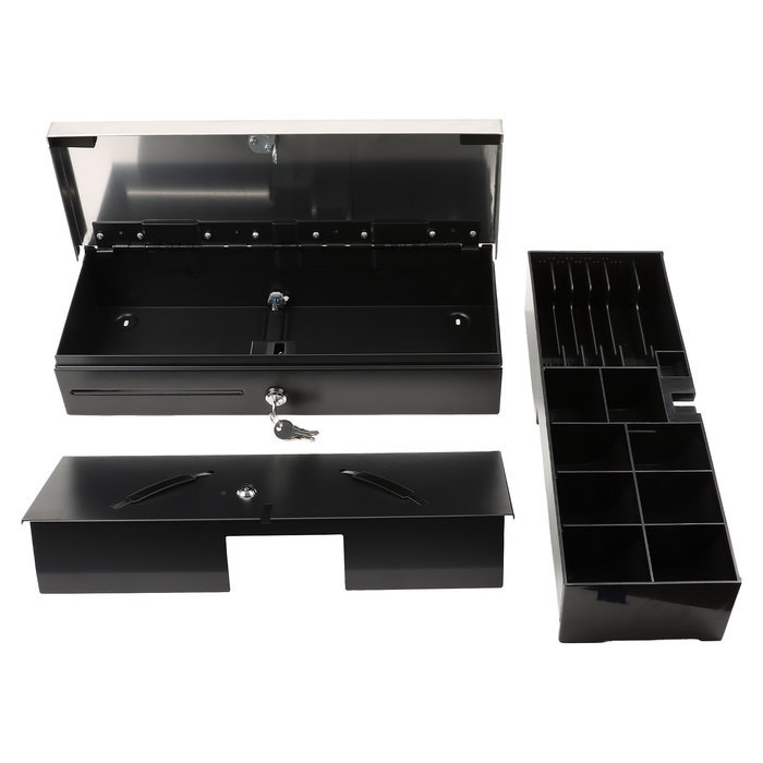Olympia HS-170S Cajón de Caja Registradora Electrónico, con 6 Compartimentos para Billetes y 8 para Monedas, Negro/Acero Inoxidable, Compatible con Modelos 940, K200, T400 y Más