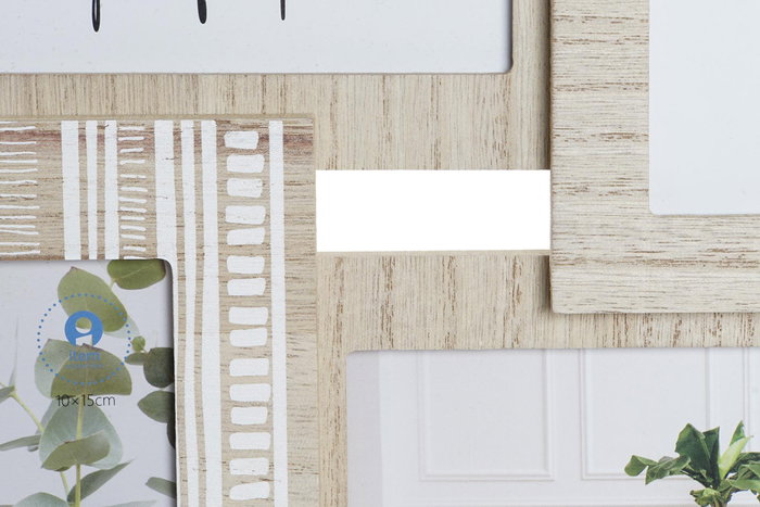 DKD Home Decor Marco Multifoto MDF y Cristal para 5 Fotos, Natural
