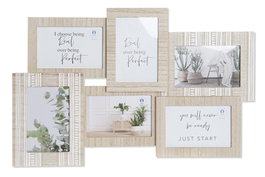 DKD Home Decor Marco Multifoto MDF y Cristal para 5 Fotos, Natural