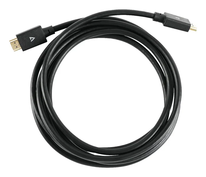 V7 Cable HDMI 2.1 V7HDMIPRO-3M-BLK, 3m y 10ft, 48Gbps 8K 60Hz 4K Ultra HD, Macho-Macho, Chapado en Oro, Negro