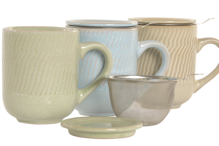 DKD Home Decor Mug Infusiones Moderno Verde Azul 360ml 6 Unidades