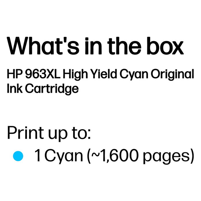 HP 963XL Cartucho de Tinta Cian Original de Alta Capacidad (3JA27AE)​
