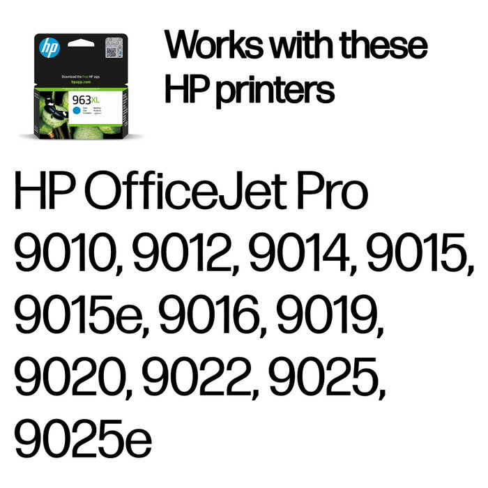 HP 963XL Cartucho de Tinta Cian Original de Alta Capacidad (3JA27AE)​