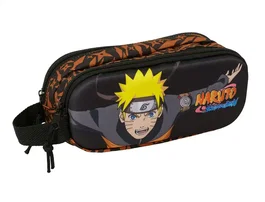Safta - Estuche Portatodo Doble 3D Naruto, Colección Naruto, 80x60x210 mm, 2 Cremalleras