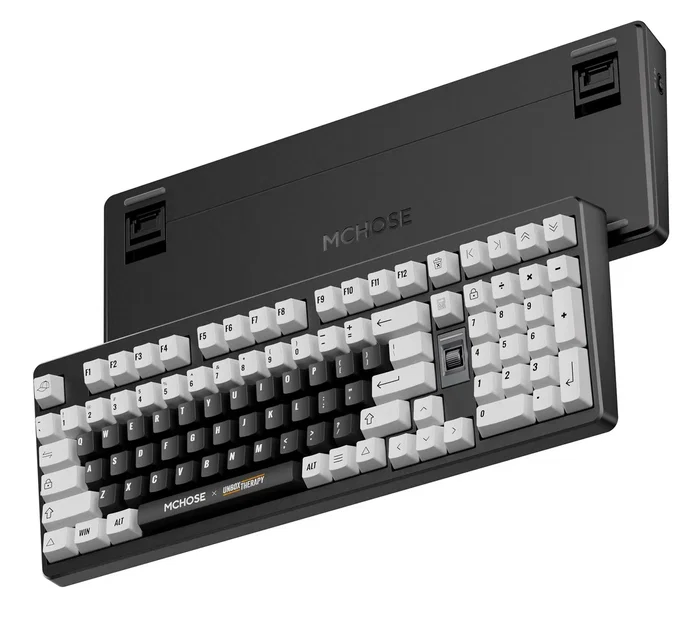 Mchose HW-UT98-1 Teclado Mecánico Inalámbrico 98 Teclas RGB Blanco-Negro, Distribución Polaca