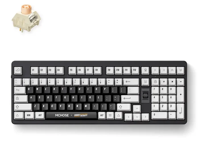 Mchose HW-UT98-1 Teclado Mecánico Inalámbrico 98 Teclas RGB Blanco-Negro, Distribución Polaca