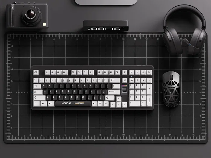 Mchose HW-UT98-1 Teclado Mecánico Inalámbrico 98 Teclas RGB Blanco-Negro, Distribución Polaca