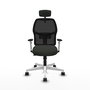 Asiento Silla Escritorio Alfera La Mejor opción con Brazos Blancos, Mecanismo Sincro/Traslack, Cabecero regulable y Apoyo Lumbar regulable para un Uso Óptimo hasta 120 Kg