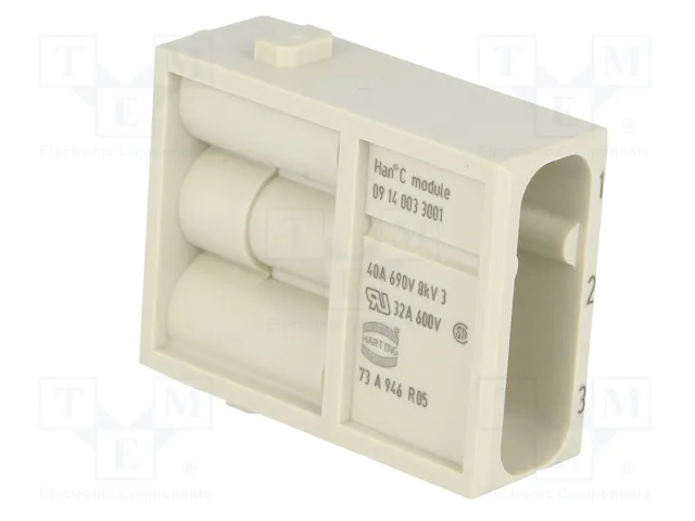 HARTING Módulo Conector HDC Macho Han-Modular® 40A 690V 3 Pines